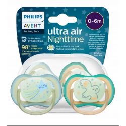 Avent Smoczek ULTRA AIR NIGHT 0-6m Silikonowy ŚWIECĄCY 2 sztuki