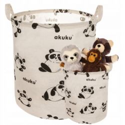 Akuku Kosz na Zabawki ORGANIZER Pojemnik Worek 37×43 cm Panda XL