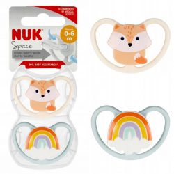 Nuk SMOCZEK Uspokajający SILIKONOWY 0-6m Space 2szt + Etui