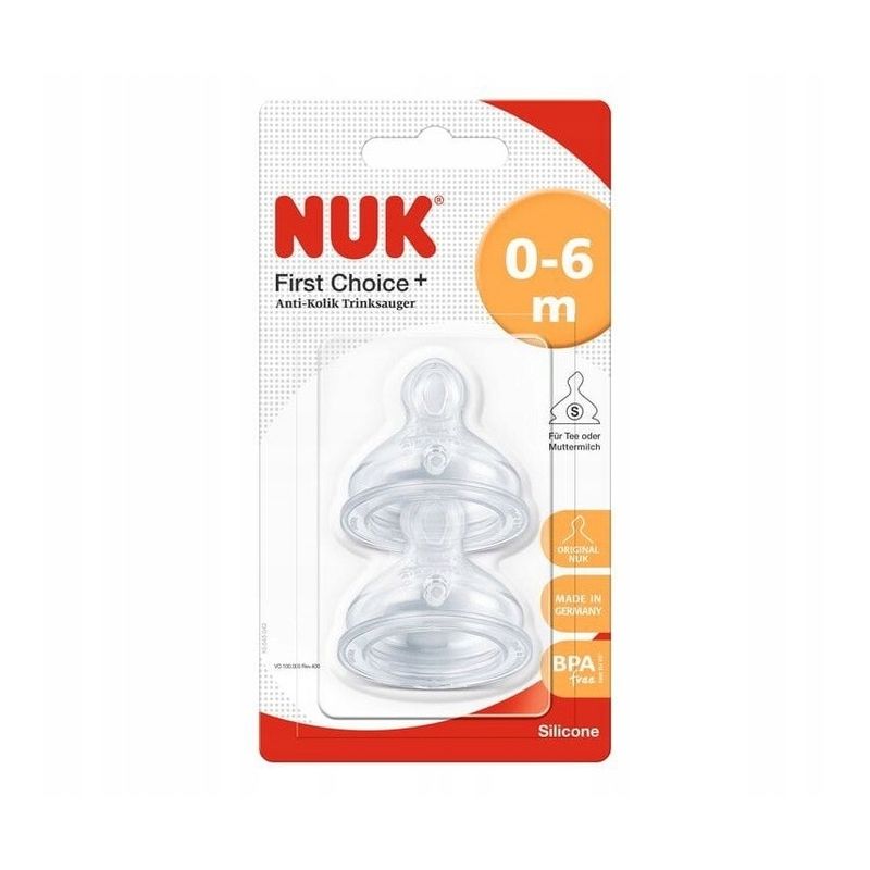 Nuk SMOCZEK 0-6m do Butelki First Choice+ SILIKONOWY S 2 szt do PŁYNÓW